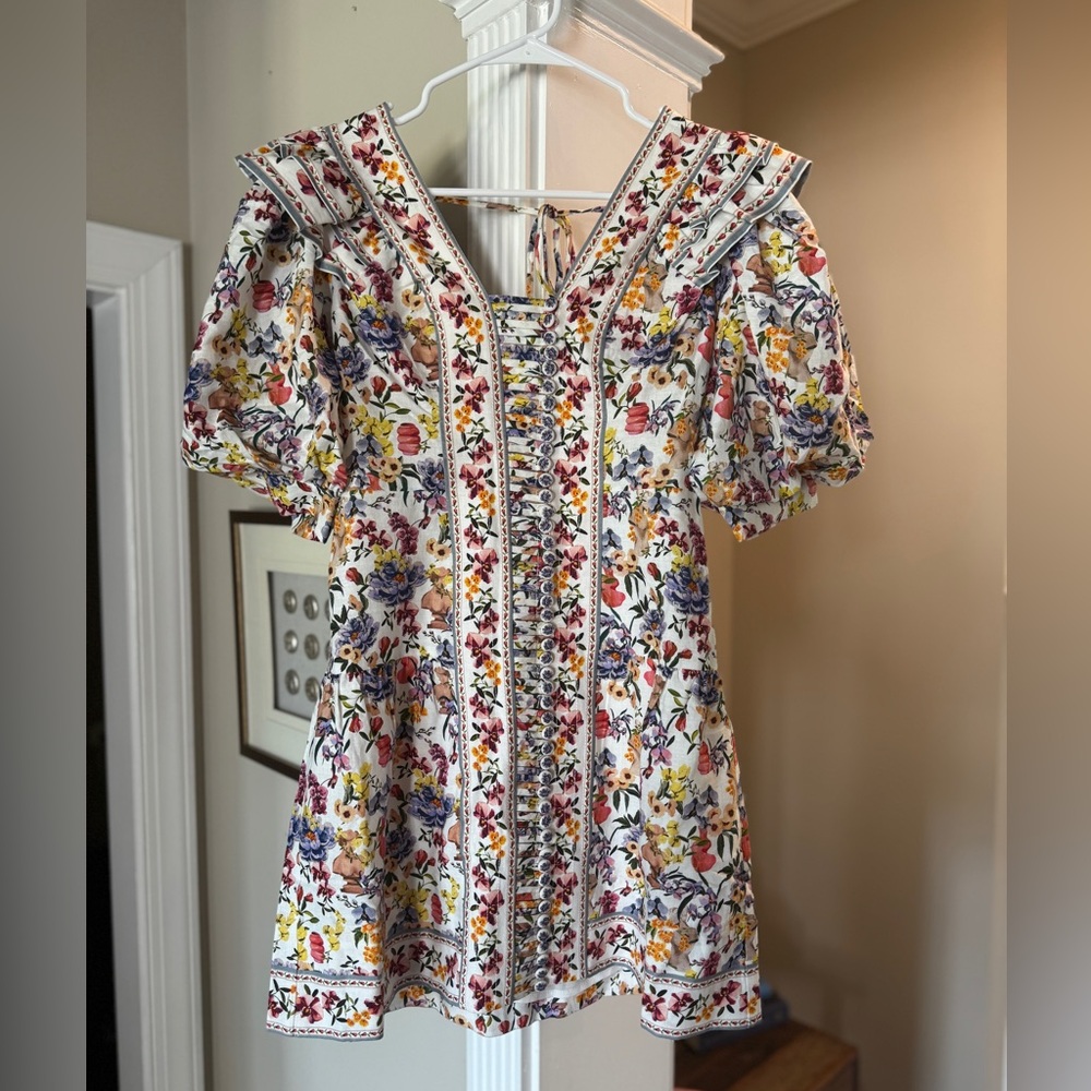 FARM RIO
Greek Garden ruffled floral-print dress